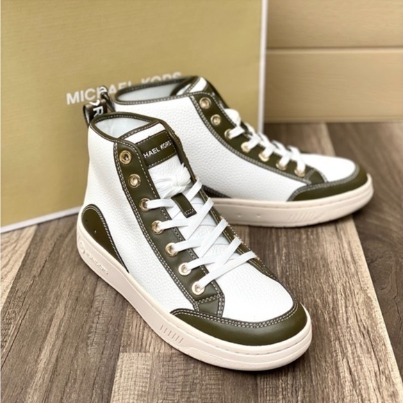 Michael Kors Sheia High Top Sneakers Olive Color - Picture 1 of 8
